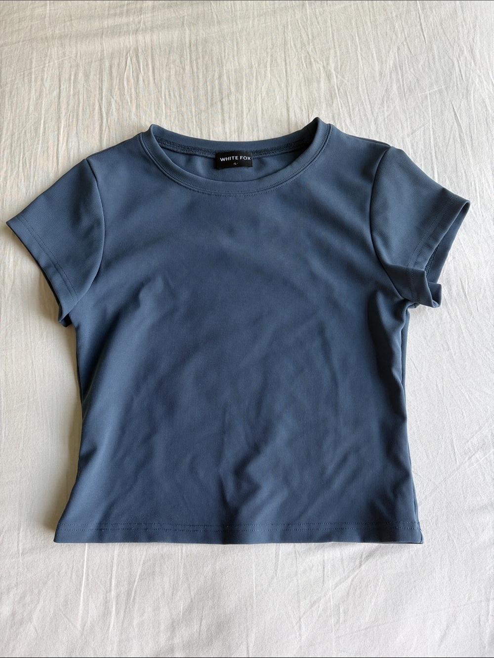 White fox Steel Blue Baby Tee